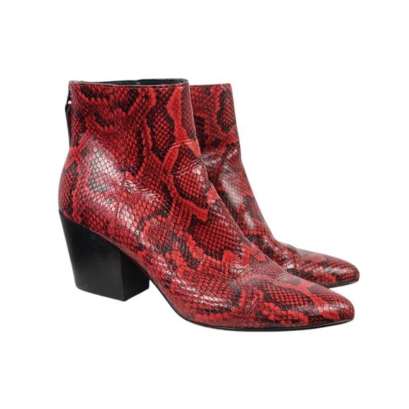 Dolce Vita Red and Black Snake Reptile Print Leather Ankle Boots 9.5 - Picture 1 of 9